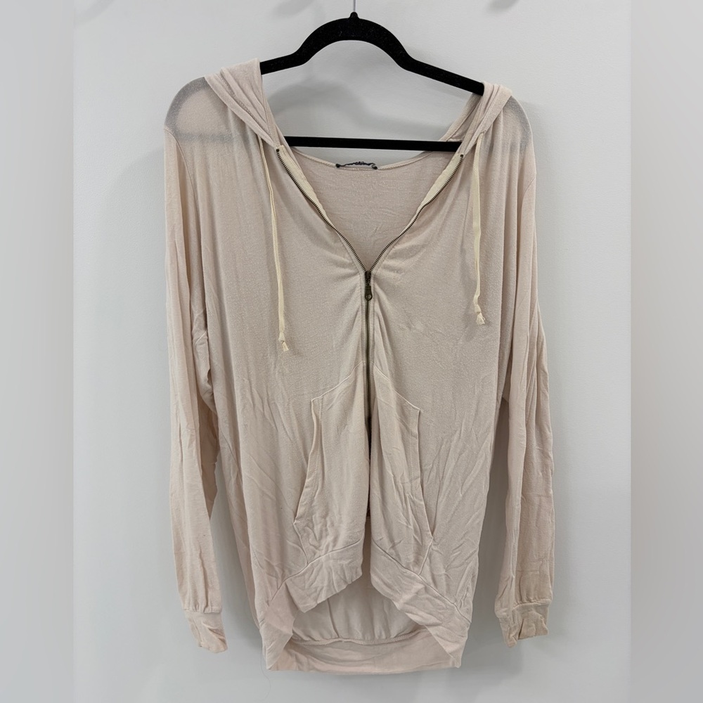Brandy Melville Baby Pink Zip Up Hoodie Sweater